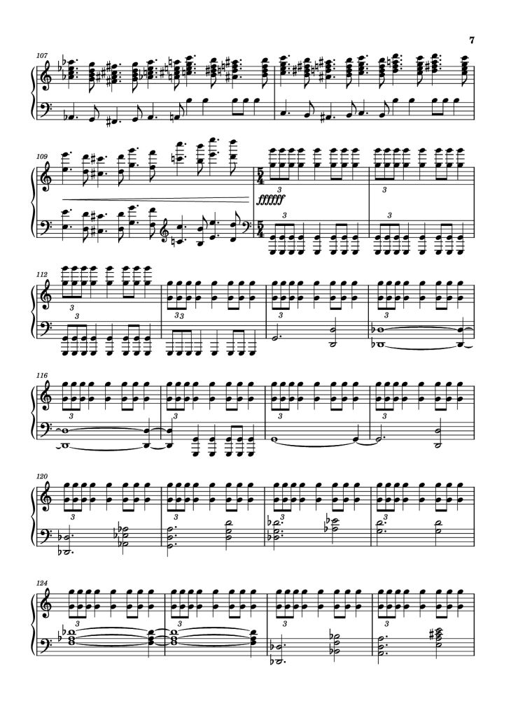 Page 7 of the piano sheet music PDF Piano – The Planets - Mars Piano by Composer / arranger