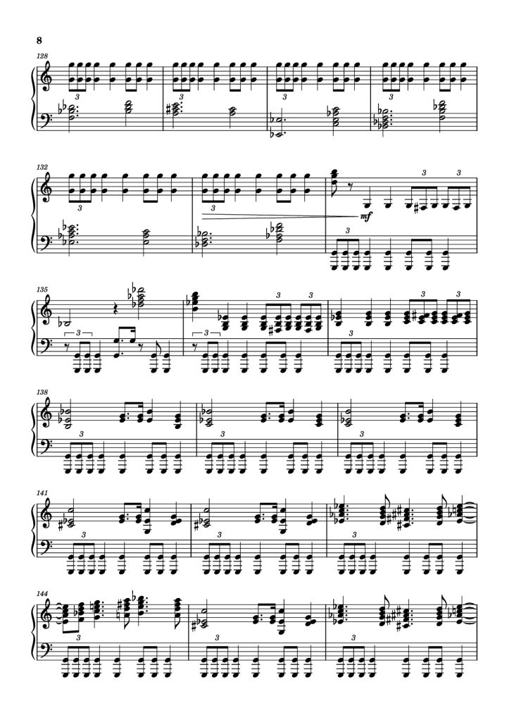 Page 8 of the piano sheet music PDF Piano – The Planets - Mars Piano by Composer / arranger