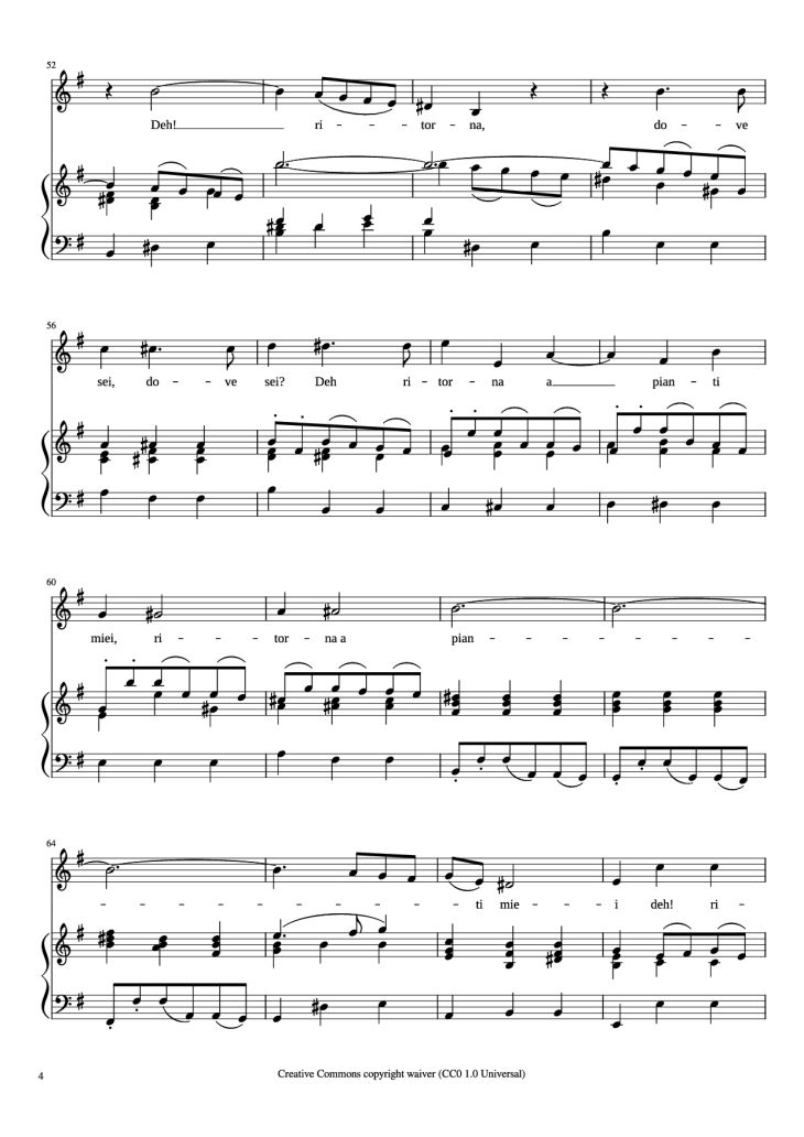 Page 4 of the piano sheet music PDF Piano – CARA SPOSA Piano by George Frideric Handel