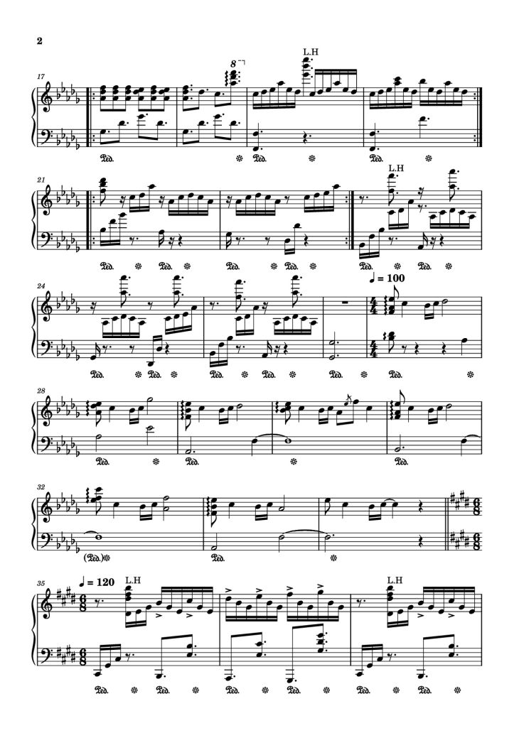 Page 2 of the piano sheet music PDF Piano – Drowning love Piano by Arr. Antonis Paterakis