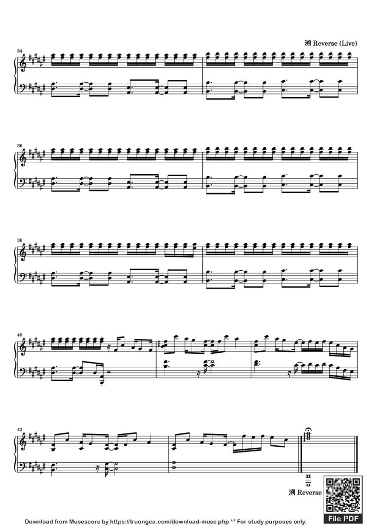 Page 3 of the piano sheet music PDF Piano – 溯 Reverse (Live) Piano by 词曲:CORSAK