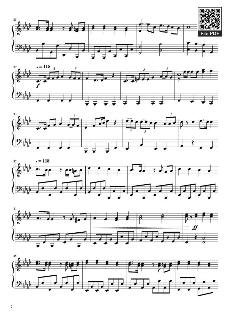 Page 2 of the piano sheet music PDF Piano – My Army Piano by Arr. by Felix Zander