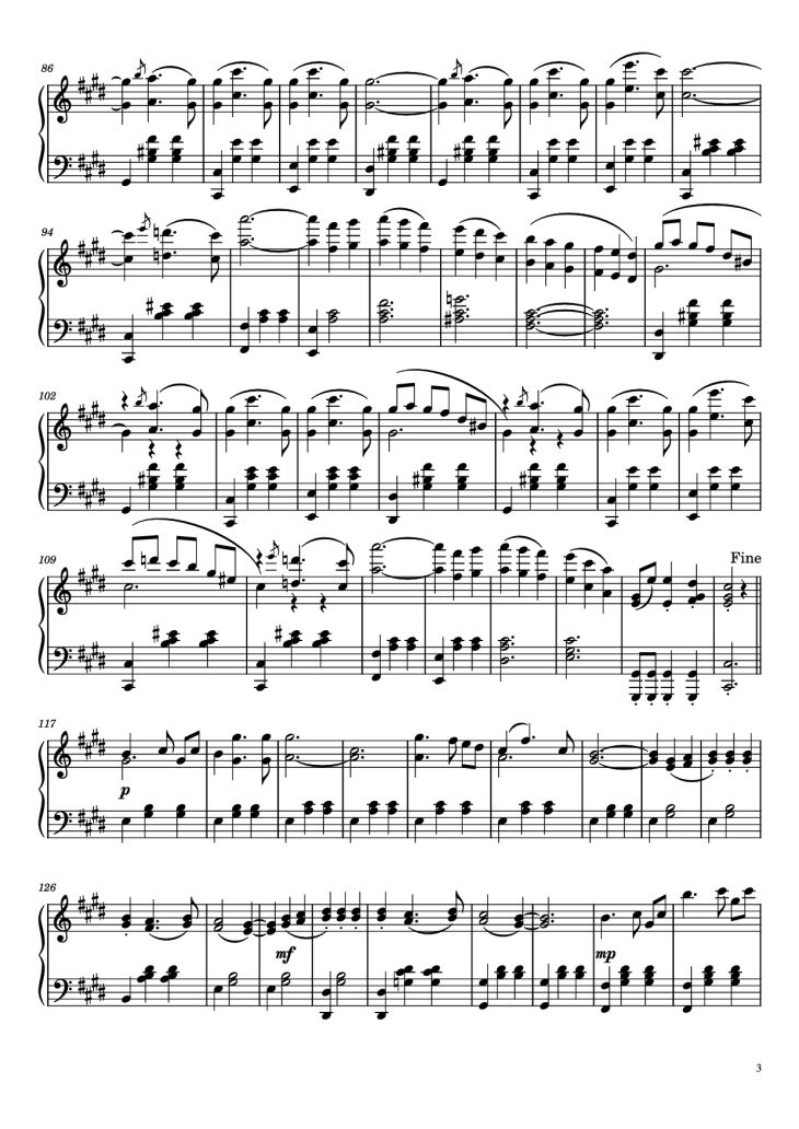 Page 3 of the piano sheet music PDF Piano – The Snowstorm: Waltz No. 2 Piano by G.V. Sviridov (arr. ReFruity