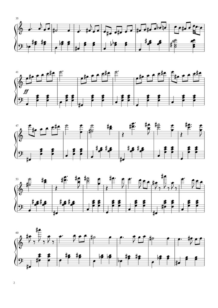 Page 2 of the piano sheet music PDF Piano – Waltz from Masquerade Piano by Khachaturian