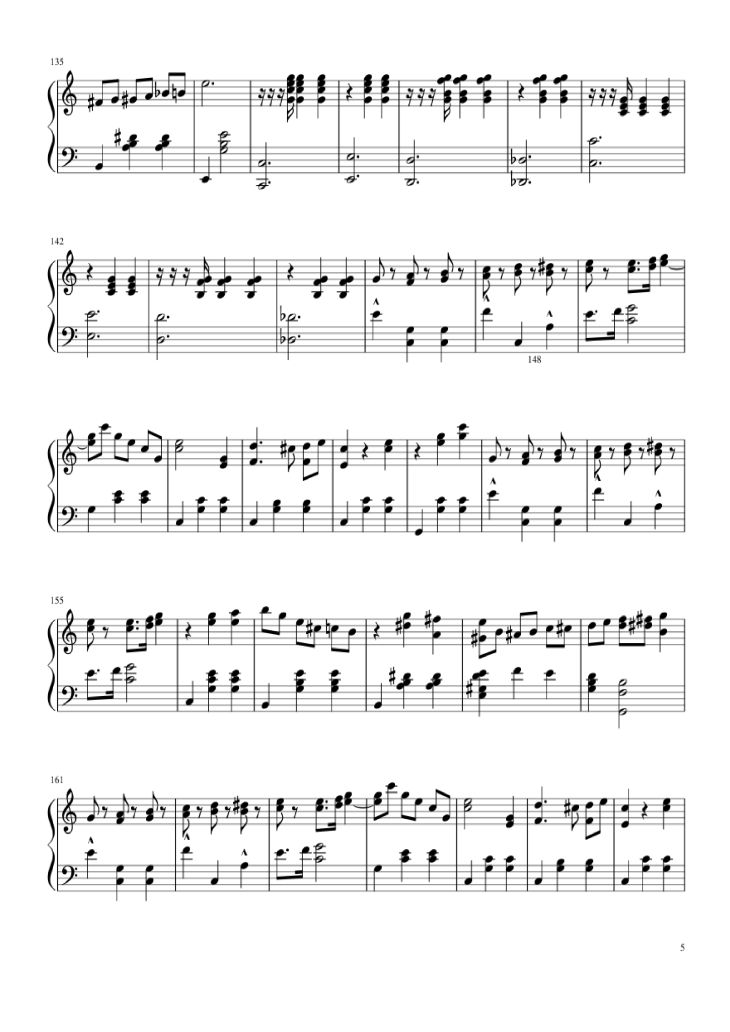 Page 5 of the piano sheet music PDF Piano – Waltz from Masquerade Piano by Khachaturian