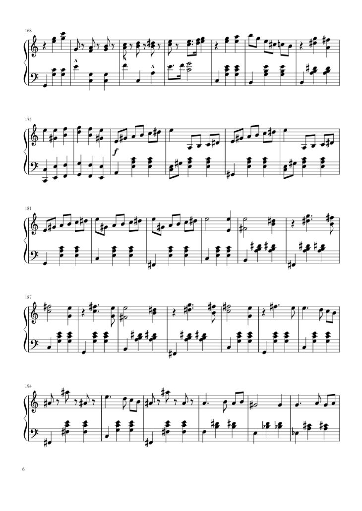 Page 6 of the piano sheet music PDF Piano – Waltz from Masquerade Piano by Khachaturian
