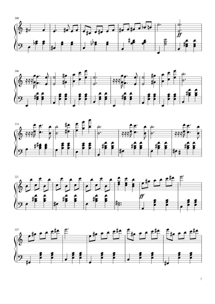 Page 7 of the piano sheet music PDF Piano – Waltz from Masquerade Piano by Khachaturian