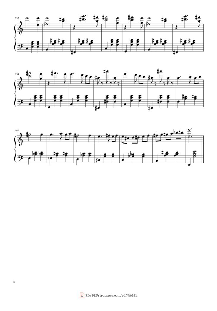 Page 8 of the piano sheet music PDF Piano – Waltz from Masquerade Piano by Khachaturian
