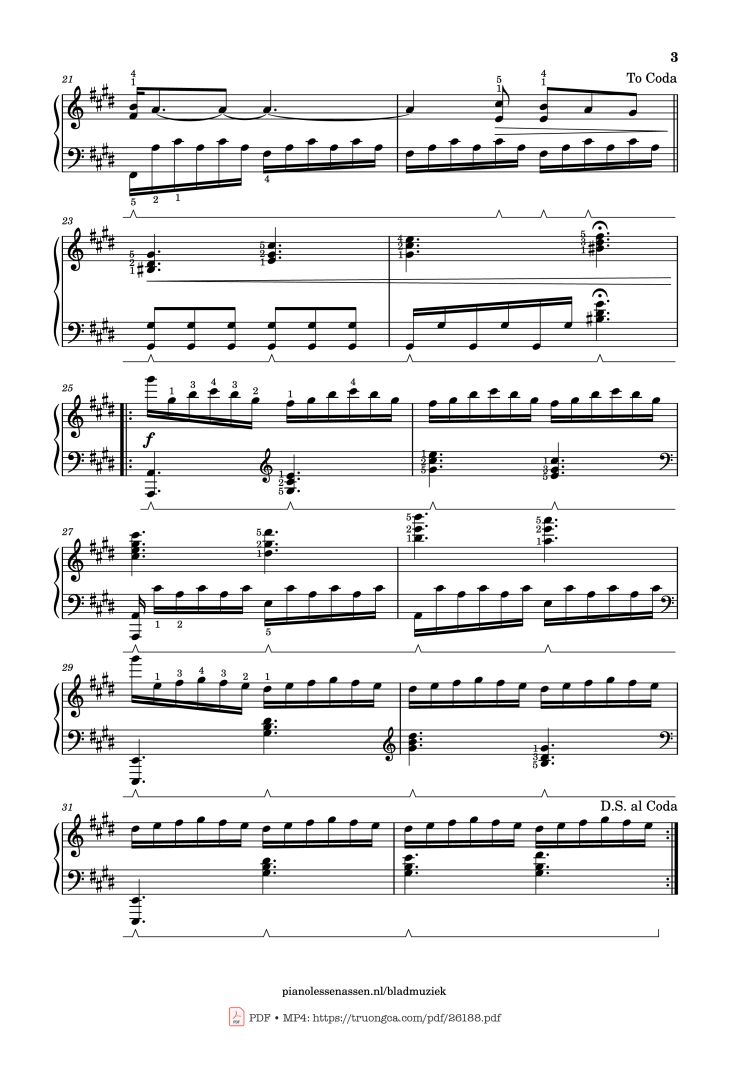 Page 3 of the piano sheet music PDF Piano – Golden Hour Piano (with fingering) by JVKE
