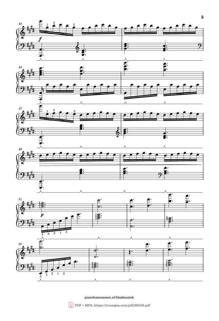 Page 5 of the piano sheet music PDF Piano – Golden Hour Piano (with fingering) by JVKE