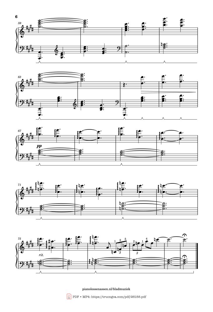Page 6 of the piano sheet music PDF Piano – Golden Hour Piano (with fingering) by JVKE