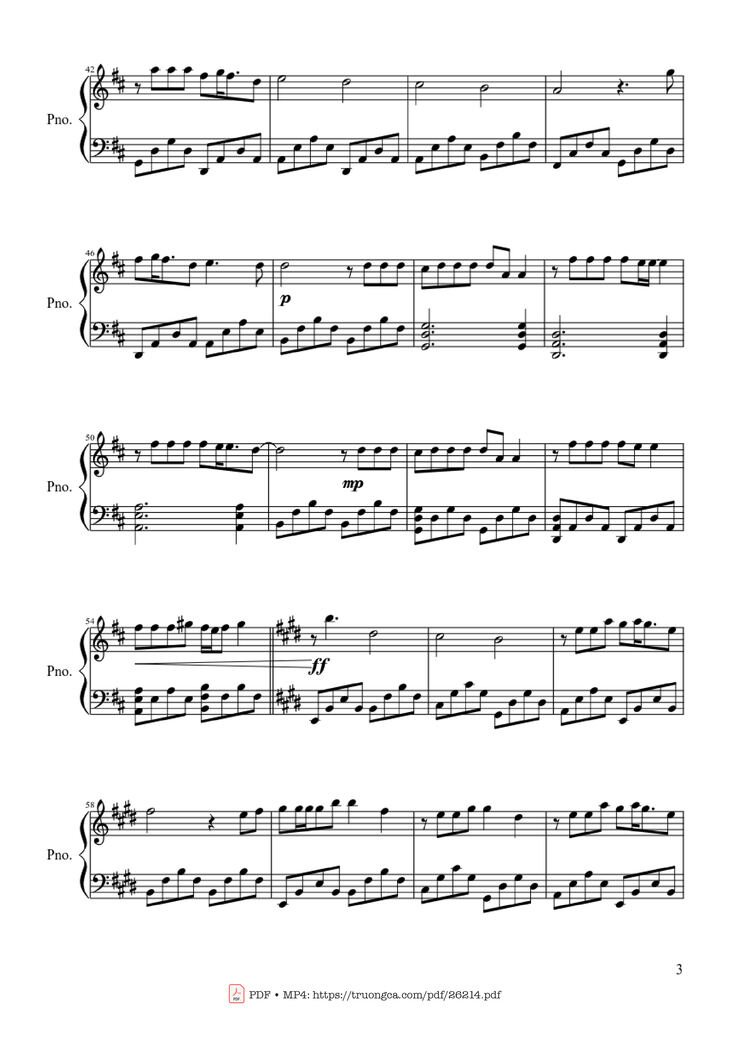 Page 3 of the piano sheet music PDF Piano – Beautiful in White Piano by Westlife