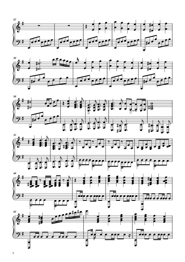 Page 2 of the piano sheet music PDF Piano – Paint it black Piano by Ramin Djawadi