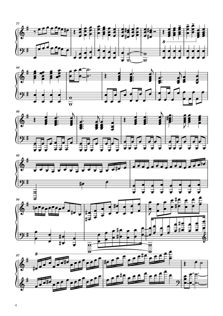 Page 4 of the piano sheet music PDF Piano – Paint it black Piano by Ramin Djawadi