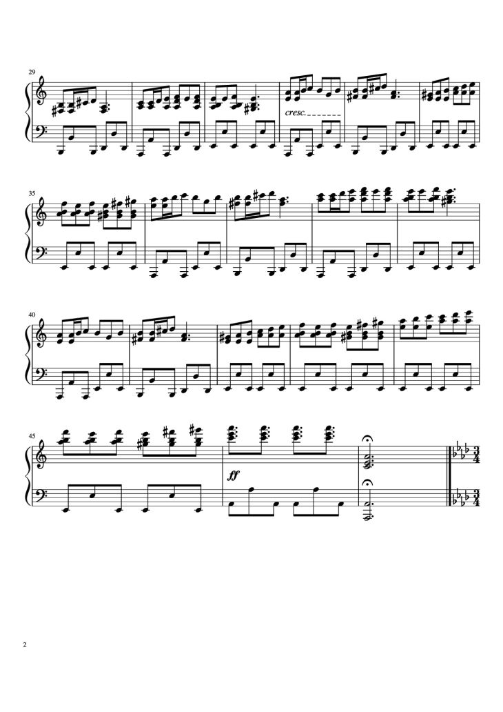 Page 2 of the piano sheet music PDF Piano – Scenes From An Unknown Movie Piano by Brent Buyse
