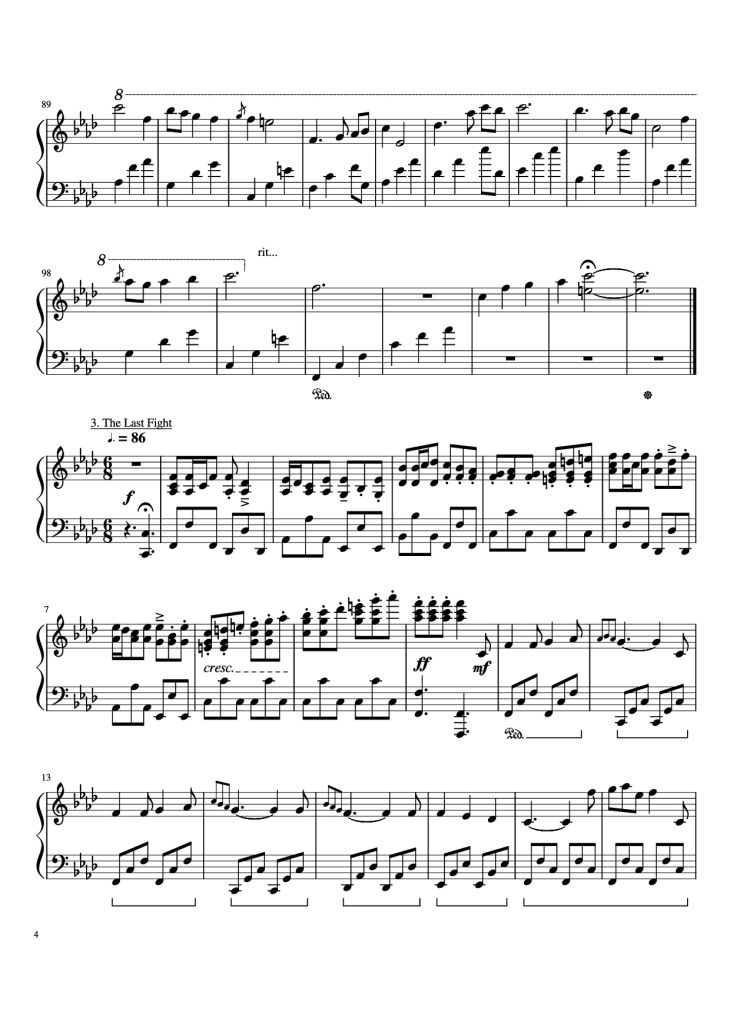 Page 4 of the piano sheet music PDF Piano – Scenes From An Unknown Movie Piano by Brent Buyse