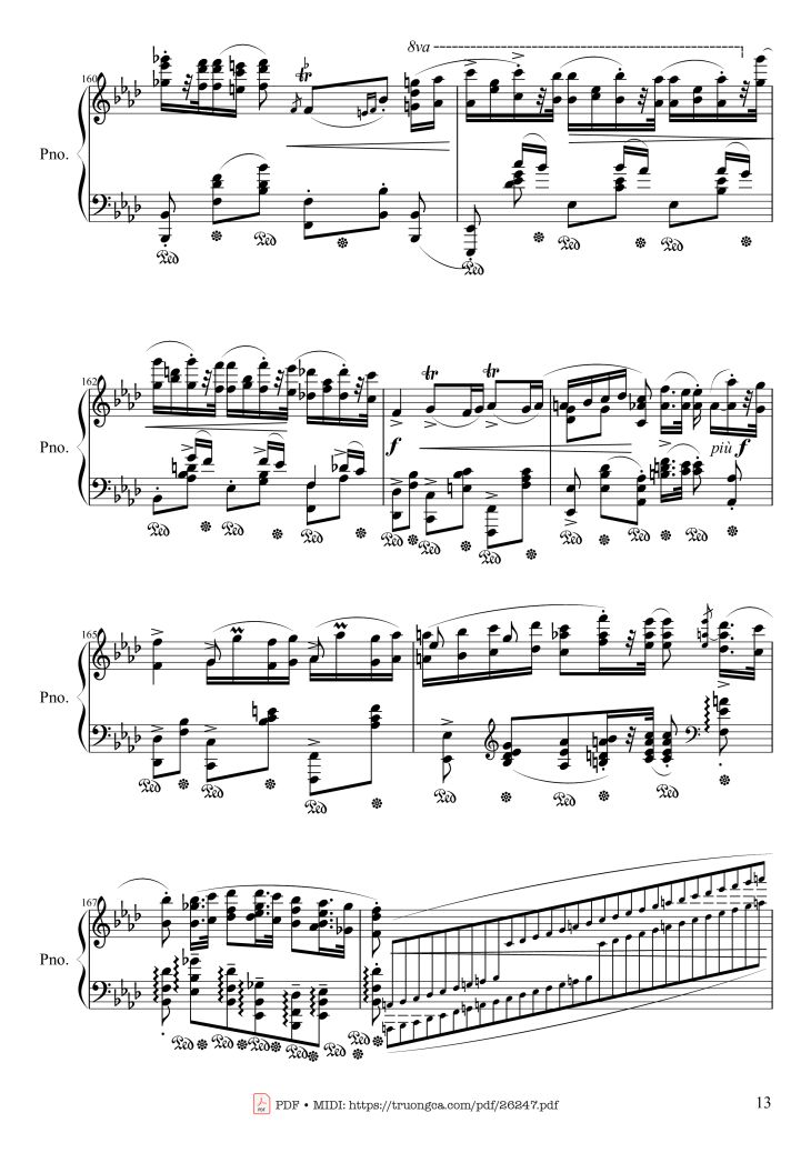 Page 13 of the piano sheet music PDF Piano – Polonaise Heroic in A-flat Major, Op. 53 by Frédéric Chopin