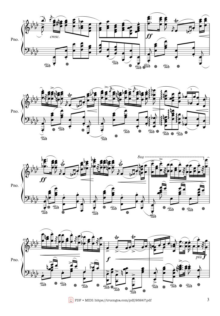 Page 3 of the piano sheet music PDF Piano – Polonaise Heroic in A-flat Major, Op. 53 by Frédéric Chopin