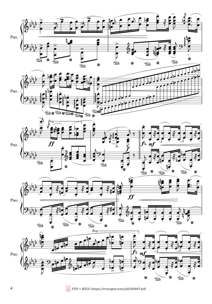 Page 4 of the piano sheet music PDF Piano – Polonaise Heroic in A-flat Major, Op. 53 by Frédéric Chopin