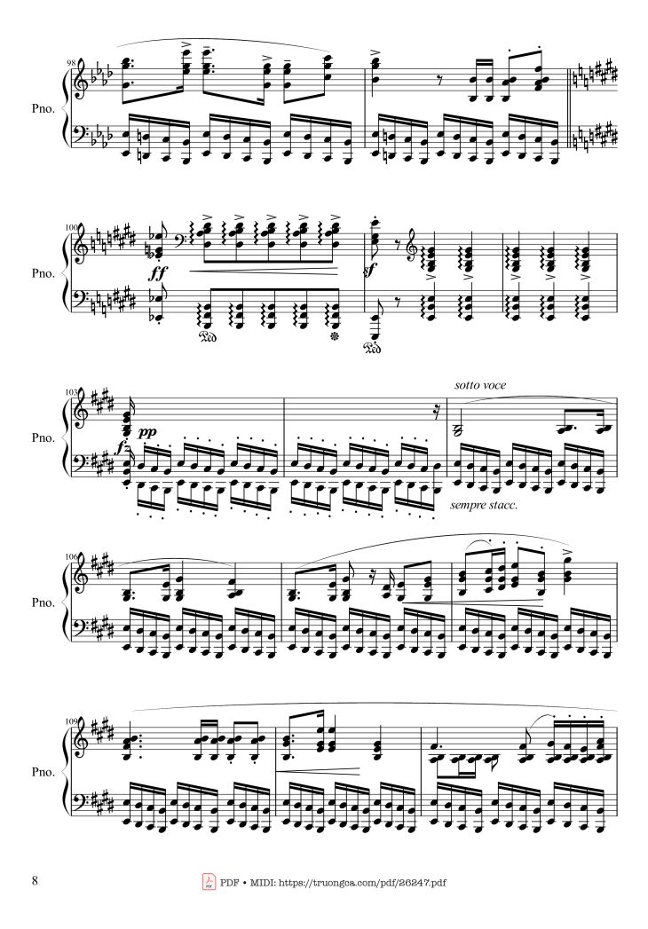 Page 8 of the piano sheet music PDF Piano – Polonaise Heroic in A-flat Major, Op. 53 by Frédéric Chopin