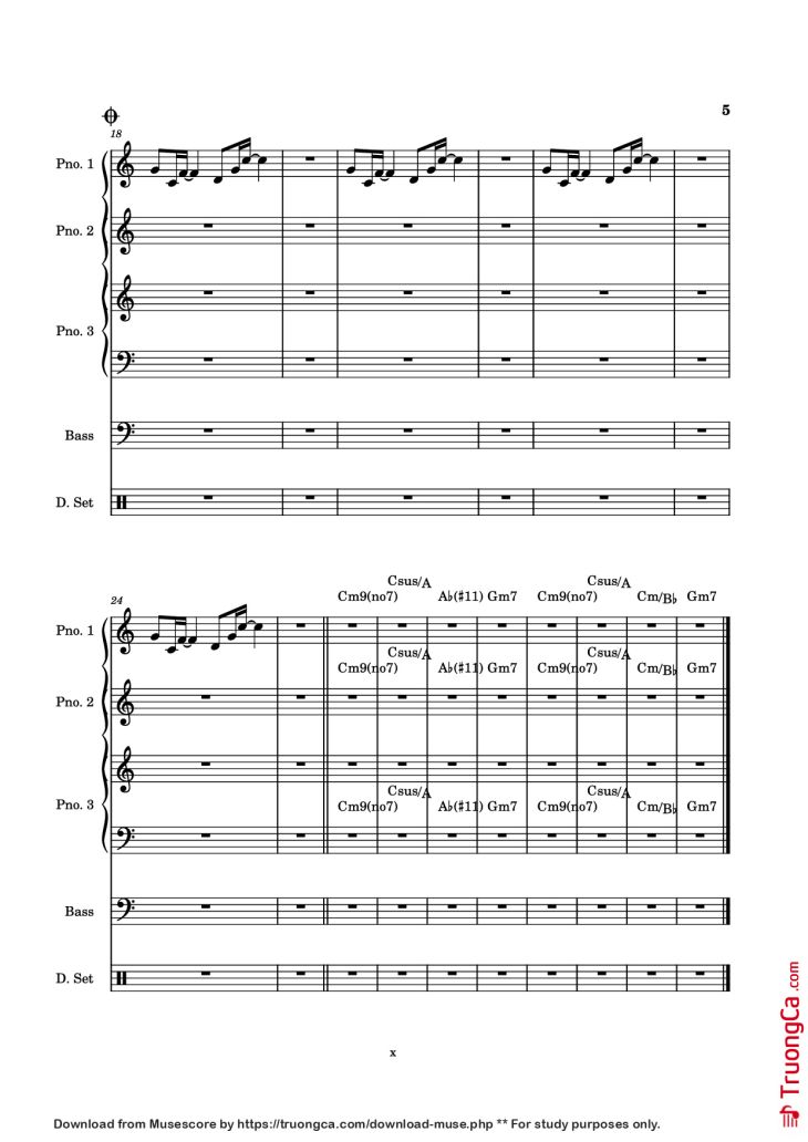 Page 5 of the piano sheet music PDF Piano Guitar Tab – Everybody Loves the Sunshine Piano by Arr. Mohsam