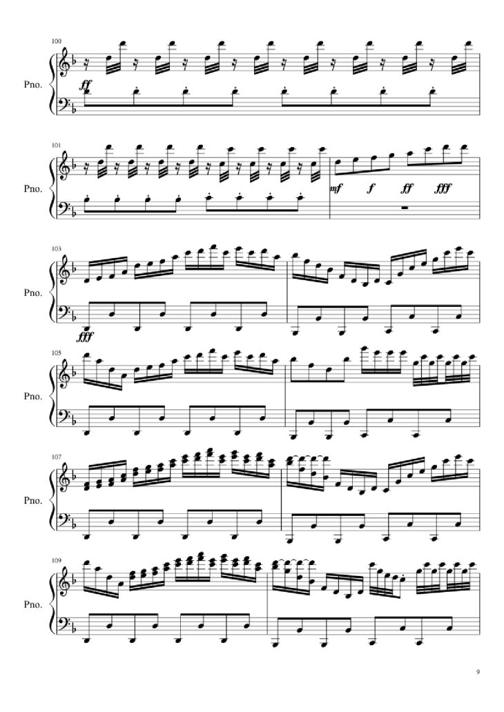 Page 9 of the piano sheet music PDF Piano – Ludicrous Speed Piano by F-777
