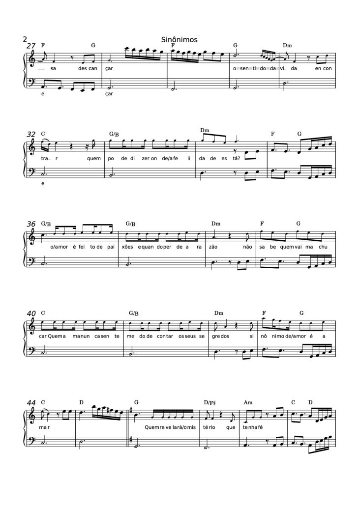 Page 2 of the piano sheet music PDF Piano – Sinônimos Piano by 