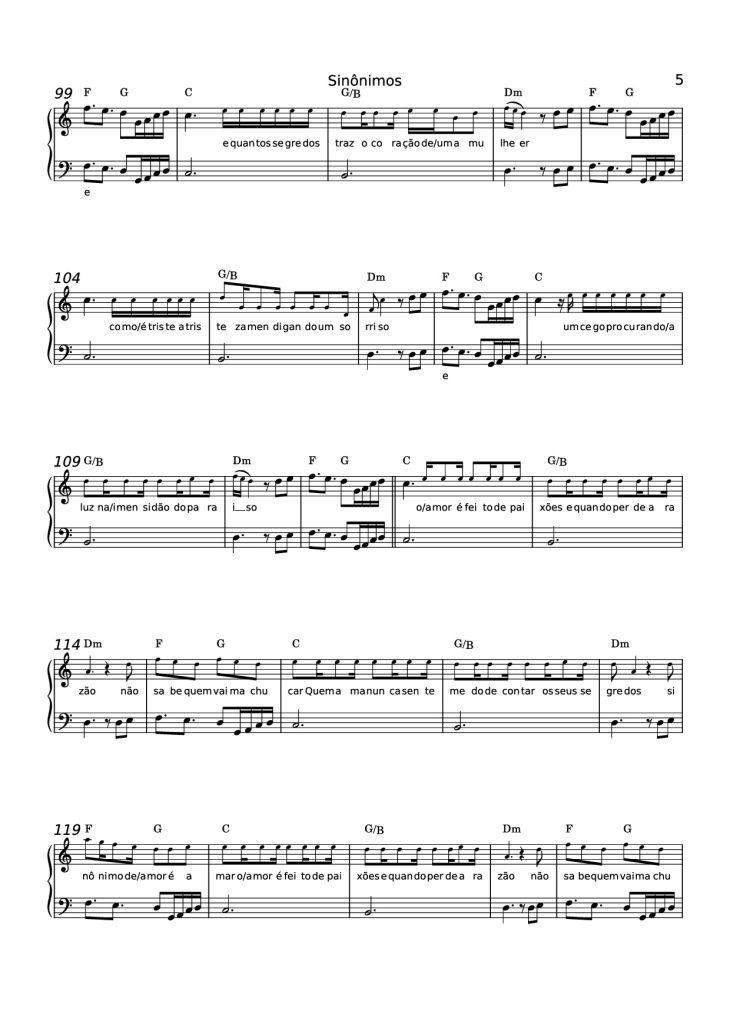 Page 5 of the piano sheet music PDF Piano – Sinônimos Piano by 