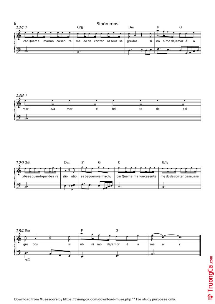 Page 6 of the piano sheet music PDF Piano – Sinônimos Piano by 