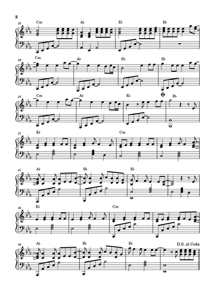 Page 2 of the piano sheet music PDF Piano – Bad Liar Piano by Imagine Dragons