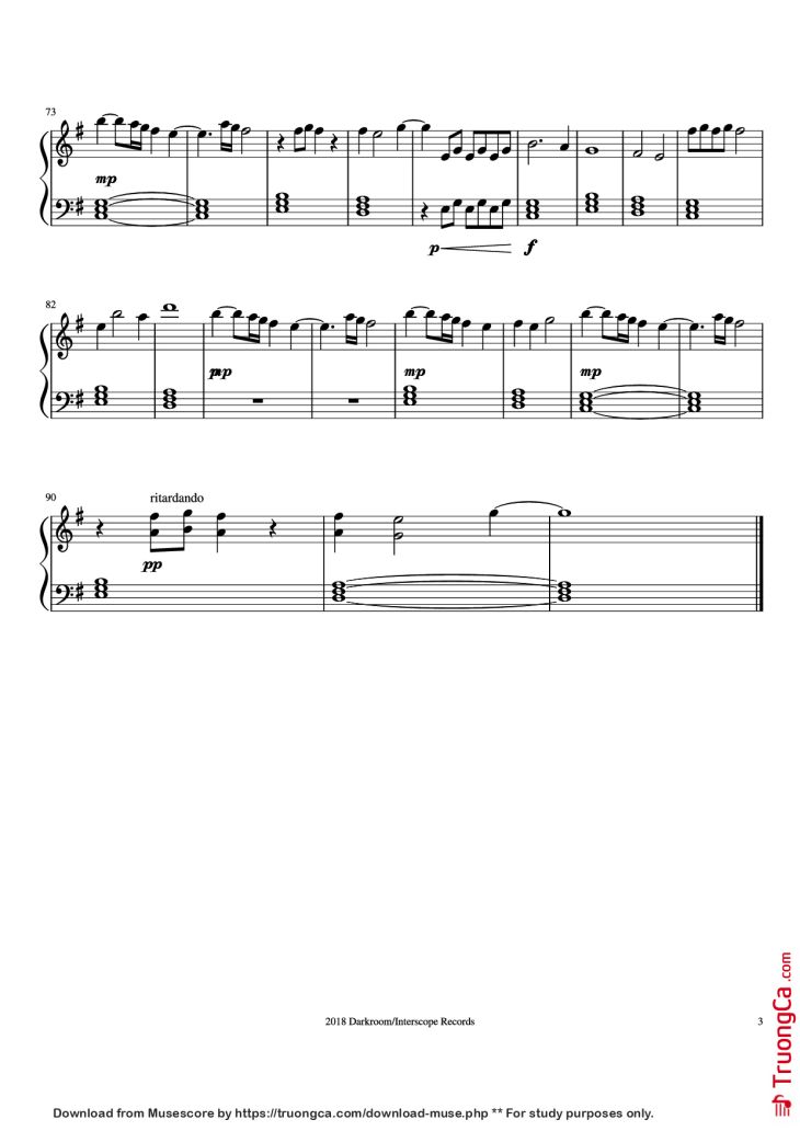 Page 3 of the piano sheet music PDF Piano – lovely Piano by Arranged by Sophie Joslin