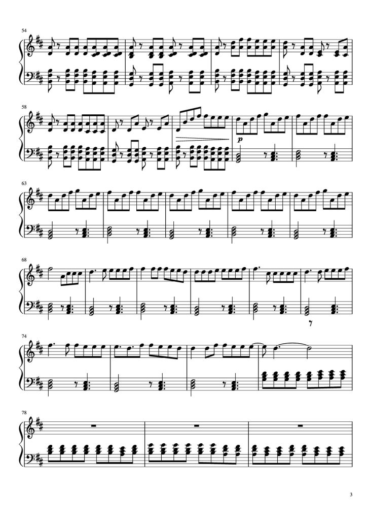 Page 3 of the piano sheet music PDF Piano – Something Just Like This Piano by The Chainsmokers