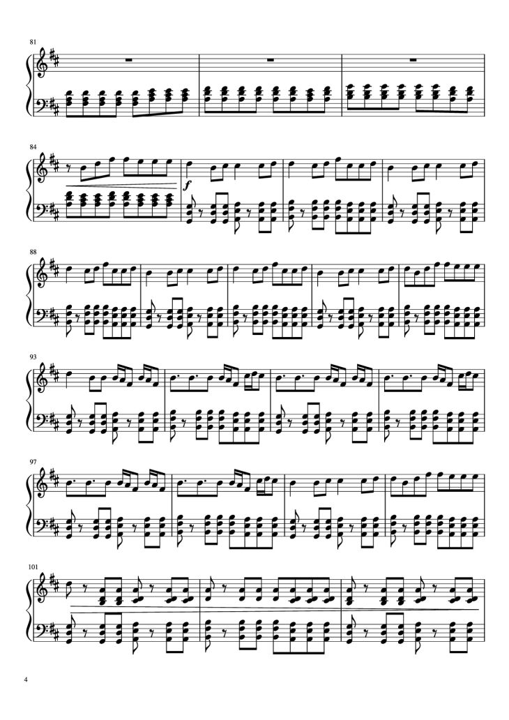 Page 4 of the piano sheet music PDF Piano – Something Just Like This Piano by The Chainsmokers