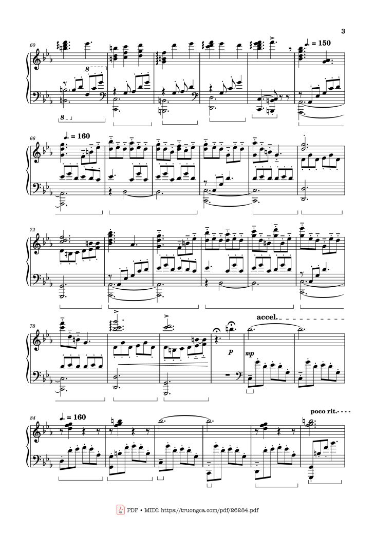 Page 3 of the piano sheet music PDF – Show me the sky, show me how to live Piano by AZALI