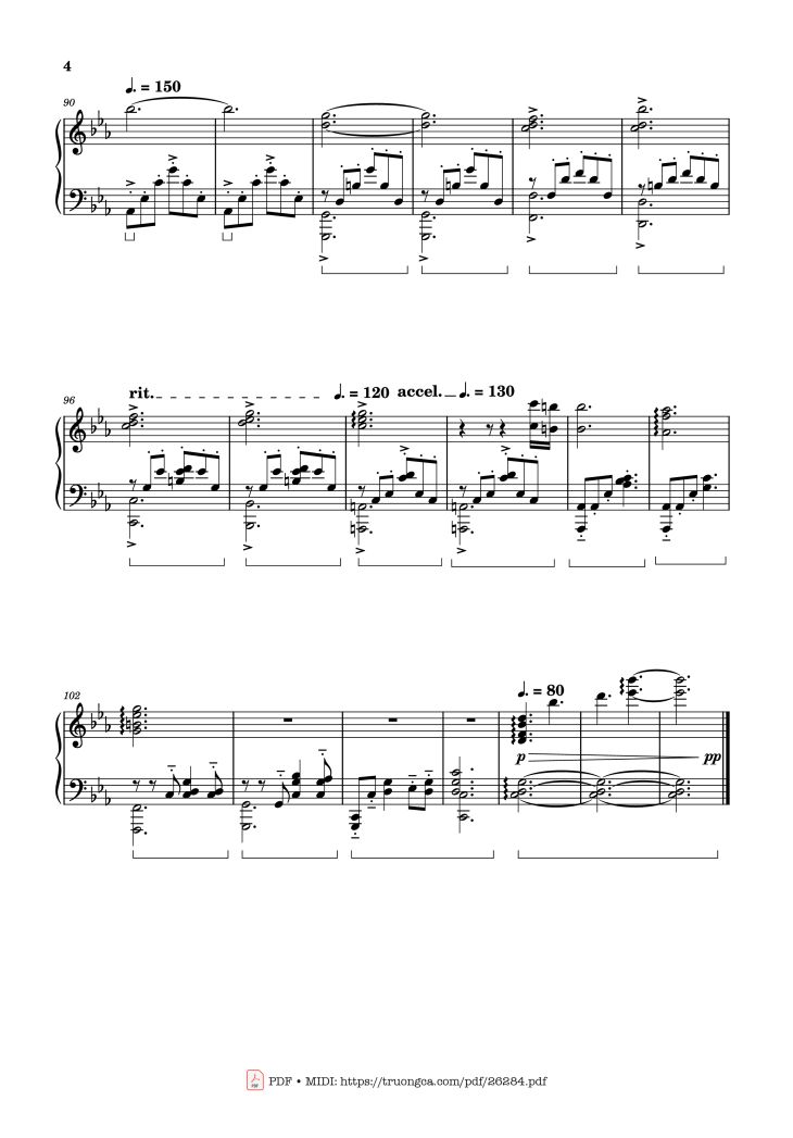 Page 4 of the piano sheet music PDF – Show me the sky, show me how to live Piano by AZALI