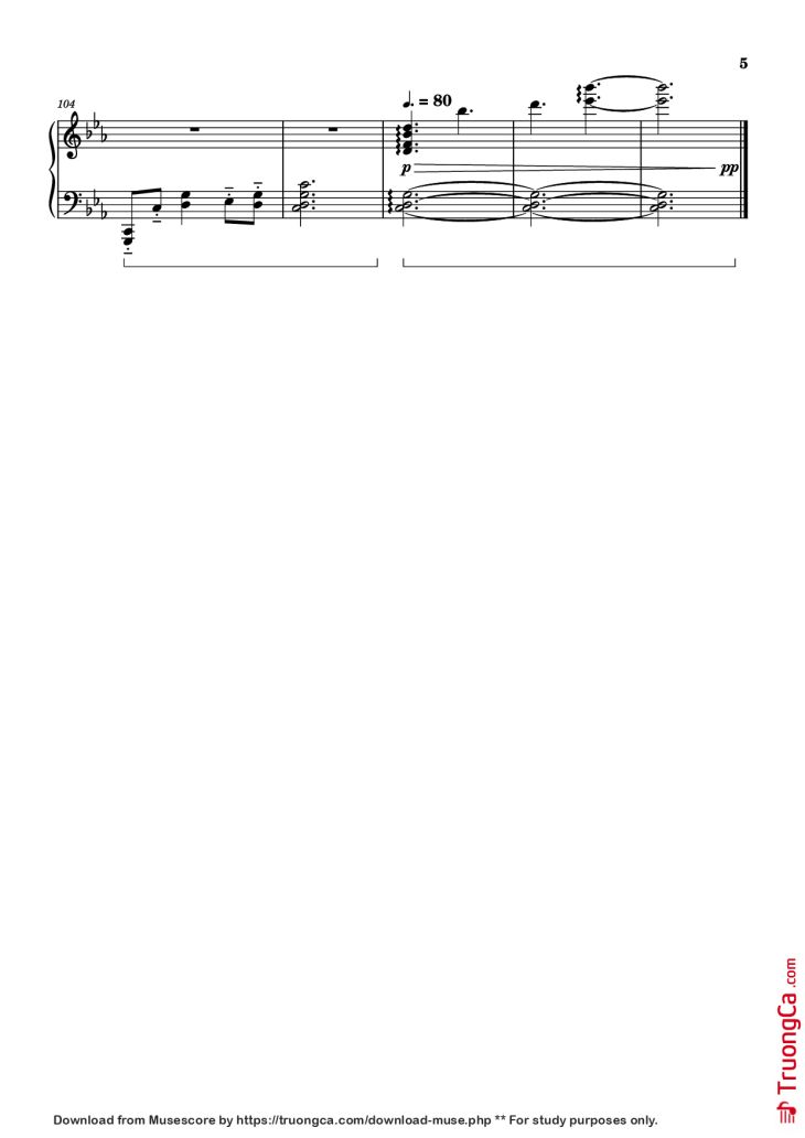 Page 5 of the piano sheet music PDF – Show me the sky, show me how to live Piano by AZALI