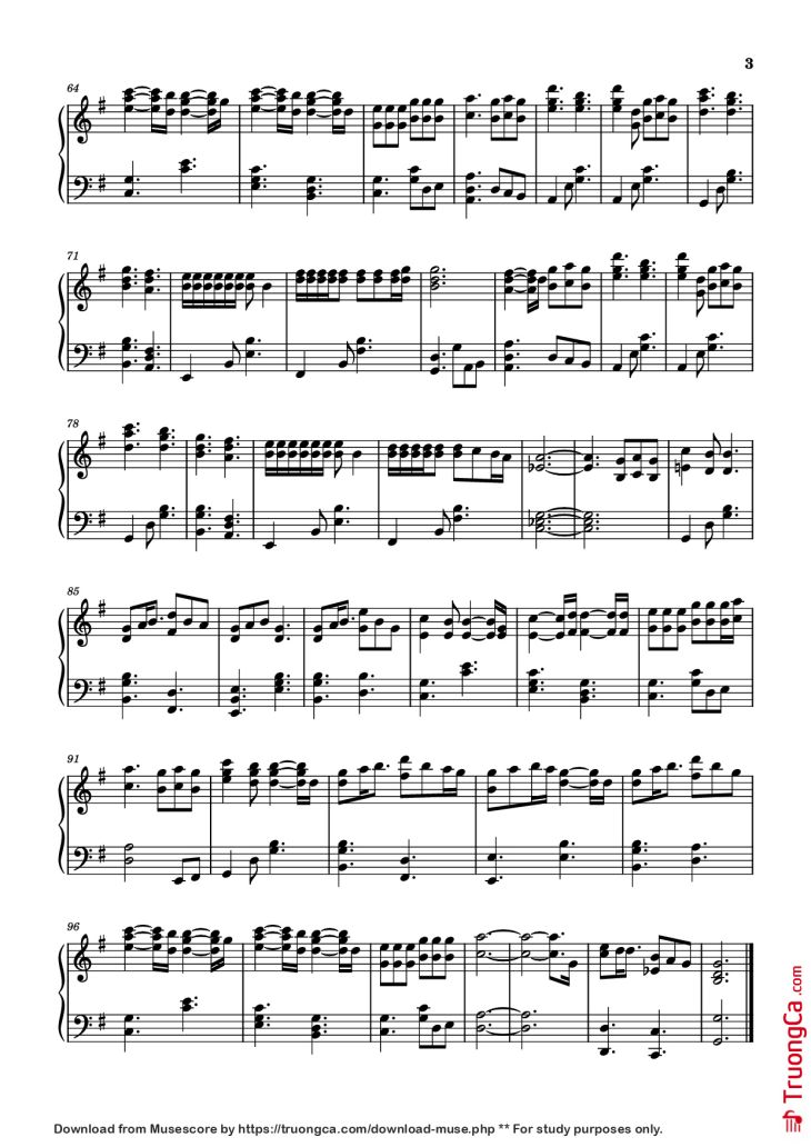 Page 3 of the piano sheet music PDF Piano – Number One Girl Piano by ROSE