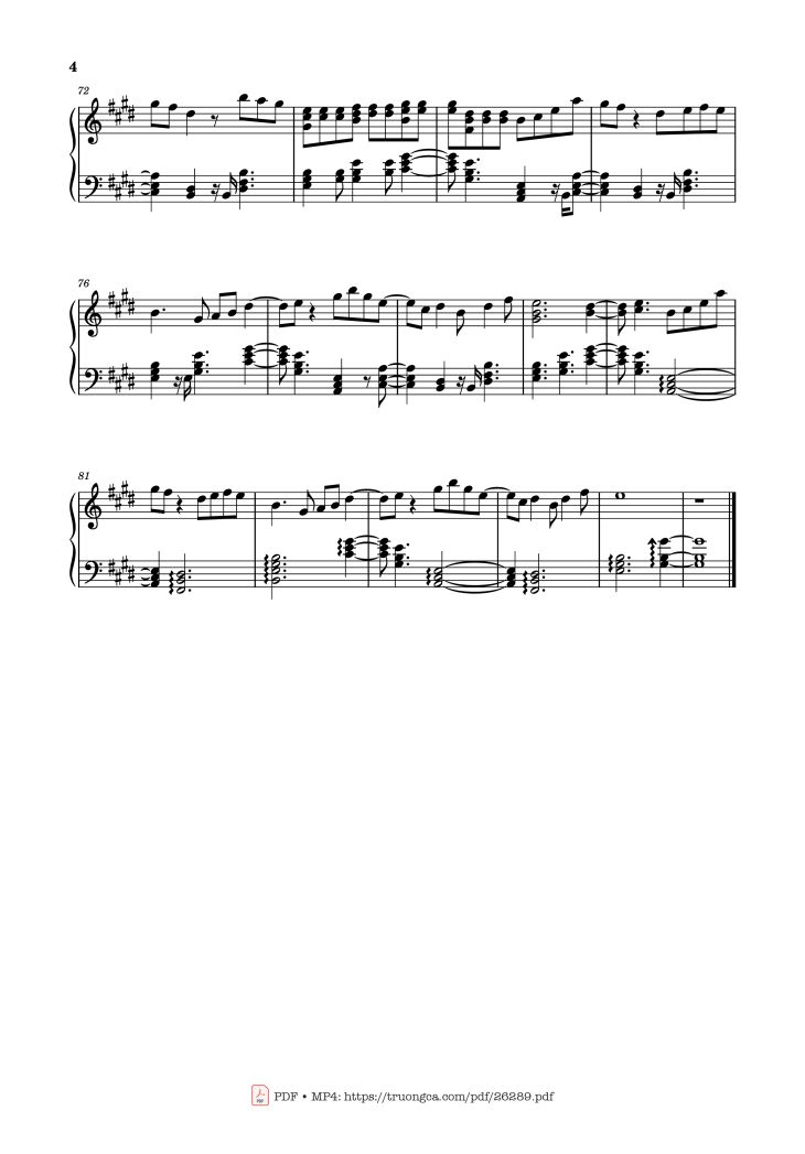 Page 4 of the piano sheet music PDF Piano – Blue Piano by Yung kai