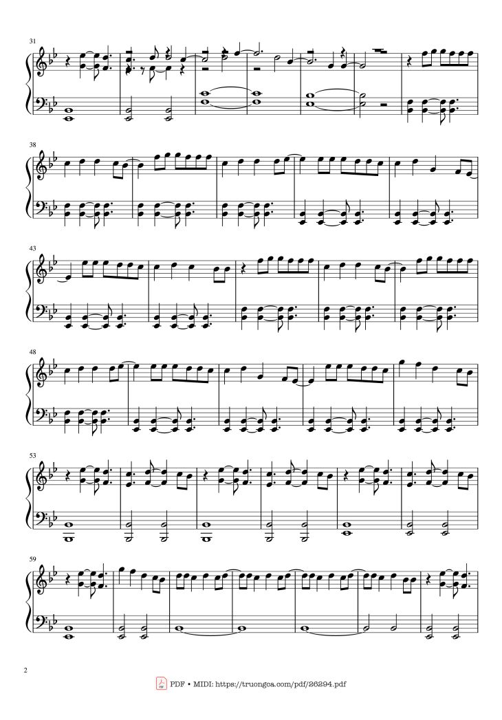 Page 2 of the piano sheet music PDF Piano – Steal My Girl Piano by Composed by: One Direction Arranged by: Matthew Smith-Spangler