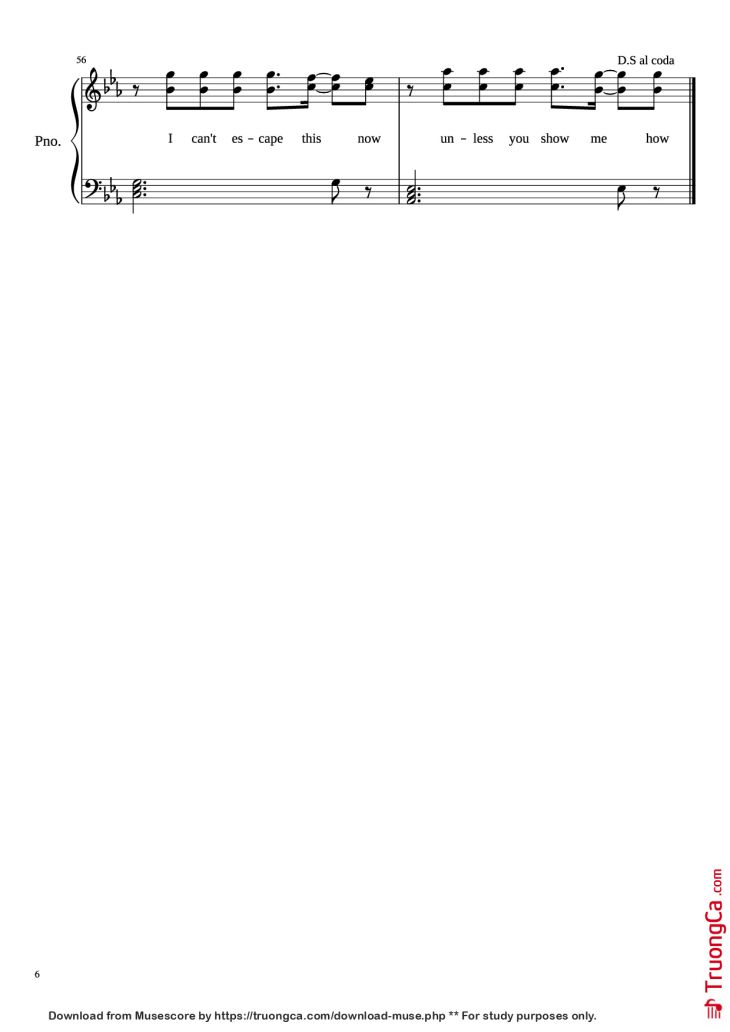 Page 6 of the piano sheet music PDF Piano – Demons (With Lyrics) Piano by Imagine Dragons