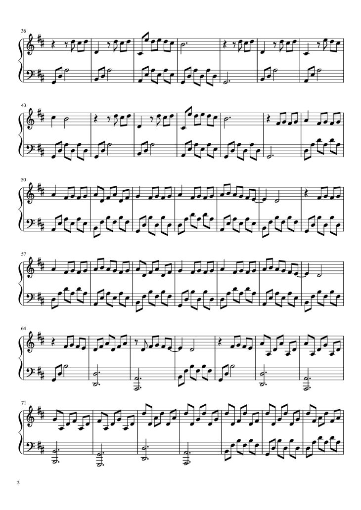Page 2 of the piano sheet music PDF Piano – I Giorni Piano by Undefined