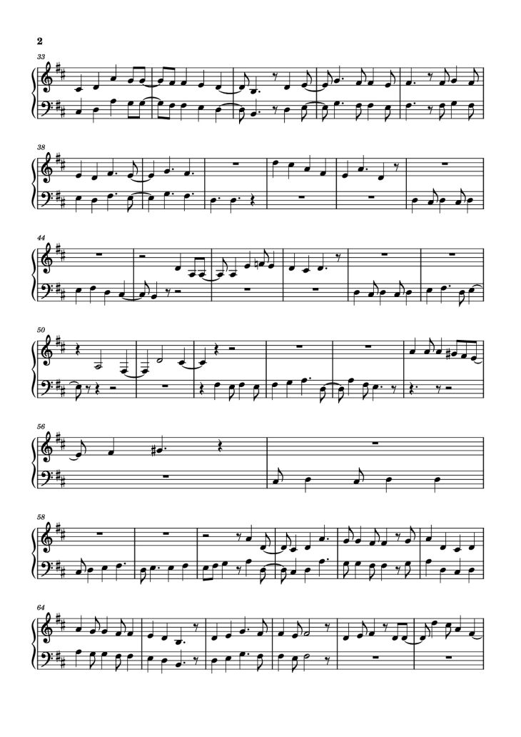 Page 2 of the piano sheet music PDF Piano – Would You Fall In Love With Me Again Piano by Jorge Rivera-Herrans