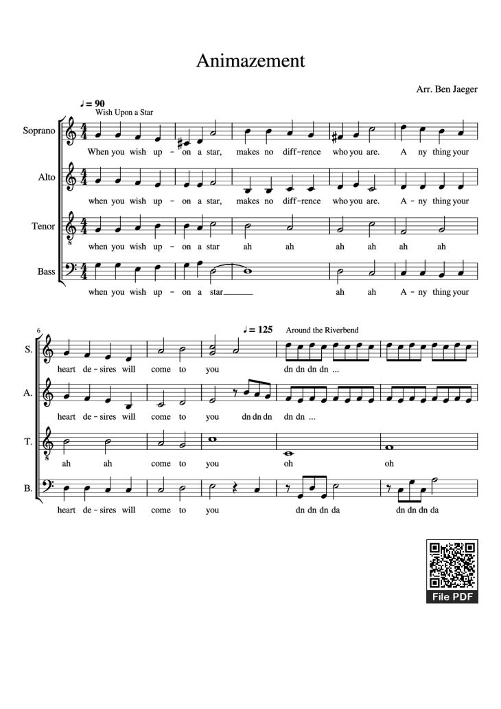 Page 1 of the piano sheet music PDF Piano – Animazement Piano by Arr. Ben Jaeger