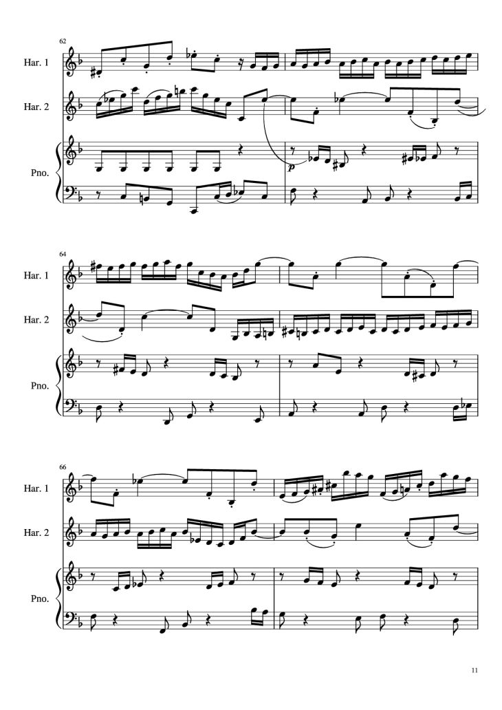 Page 11 of the piano sheet music PDF – Concerto for Two Violins in D Minor Piano by Linghongjian