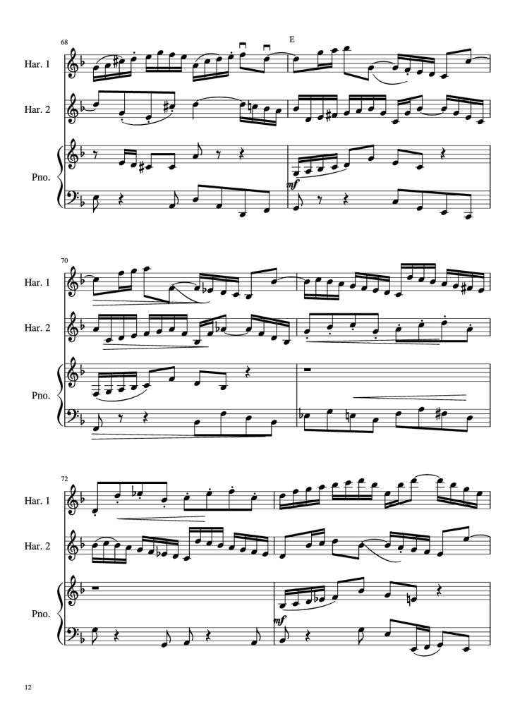 Page 12 of the piano sheet music PDF – Concerto for Two Violins in D Minor Piano by Linghongjian