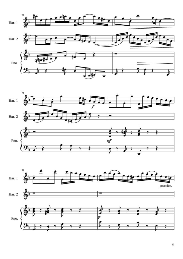 Page 13 of the piano sheet music PDF – Concerto for Two Violins in D Minor Piano by Linghongjian