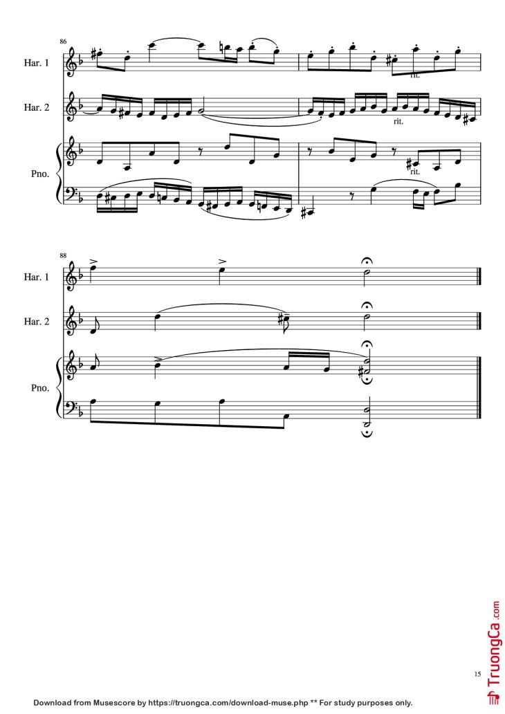 Page 15 of the piano sheet music PDF – Concerto for Two Violins in D Minor Piano by Linghongjian