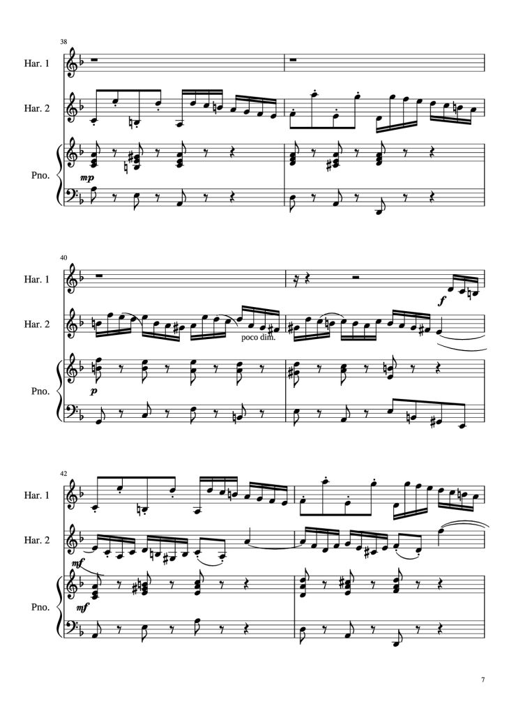 Page 7 of the piano sheet music PDF – Concerto for Two Violins in D Minor Piano by Linghongjian