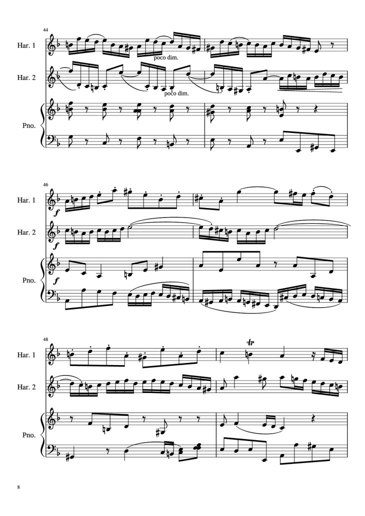 Page 8 of the piano sheet music PDF – Concerto for Two Violins in D Minor Piano by Linghongjian