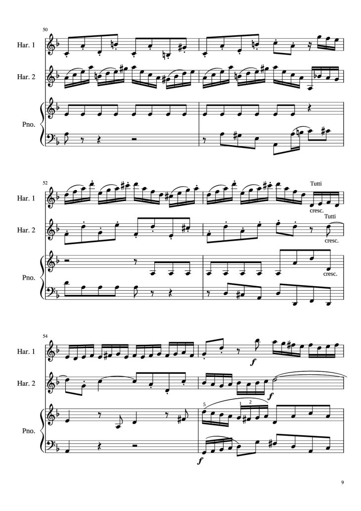 Page 9 of the piano sheet music PDF – Concerto for Two Violins in D Minor Piano by Linghongjian